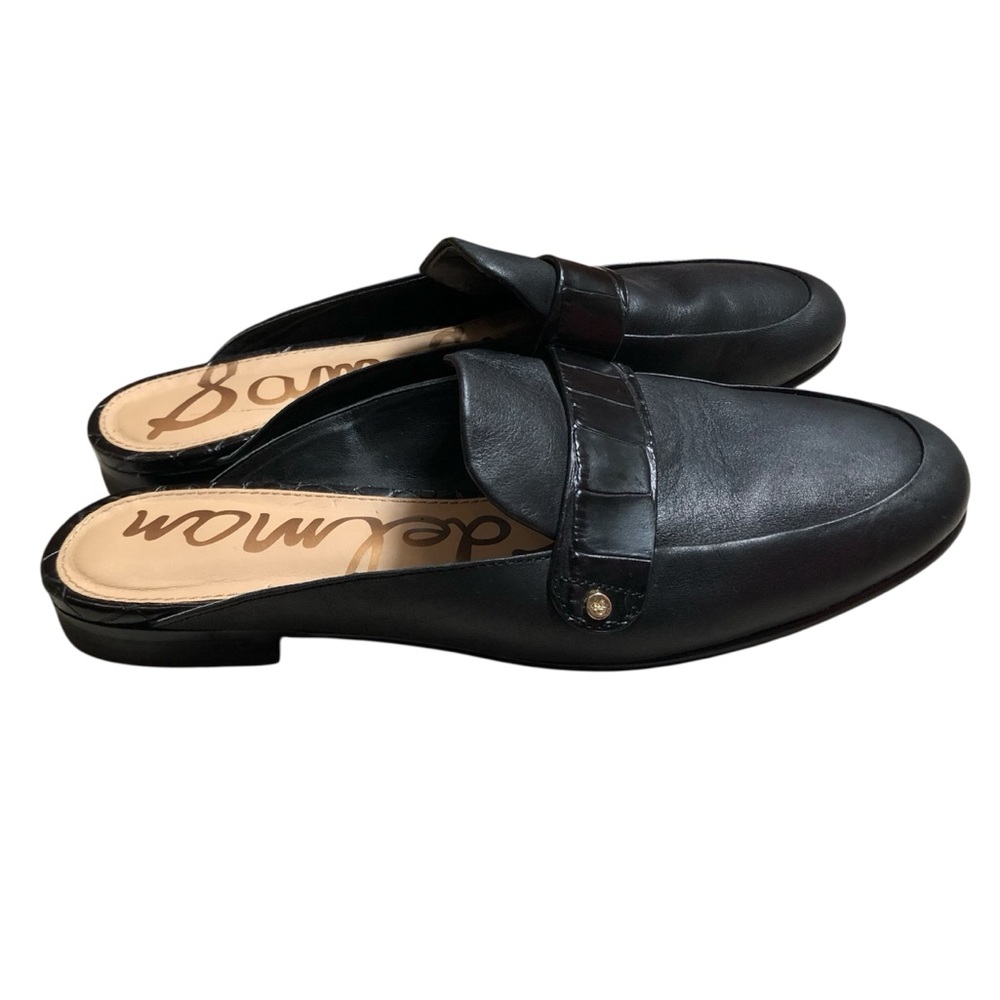 Sam Edelman Perri black embossed leather slip-on loafer mules US 6